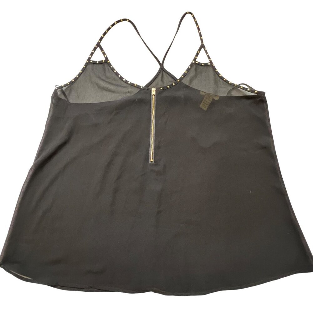 Finesse Black Sheer Studded Strappy Tank Zipper 2XL  Stylish Office Party Dressy